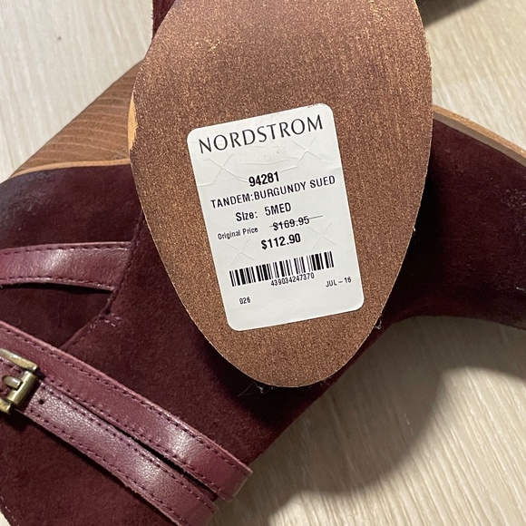 Tandem Leather Burgundy Ankle Boots Size 5 - Picture 3 of 3